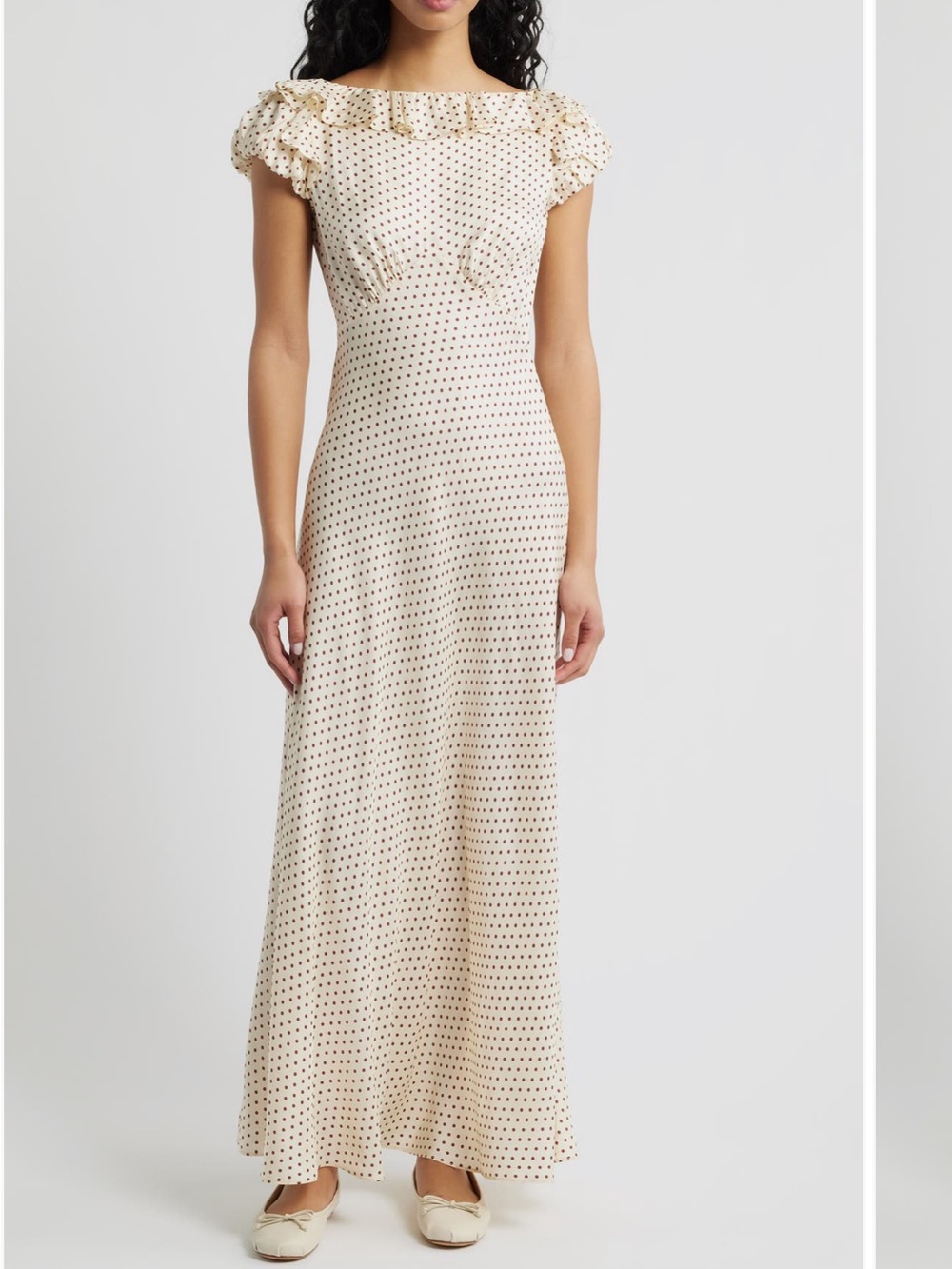 Doen Emerence Ruffle Dress in Crème Portia Polka Dot Silk Blend